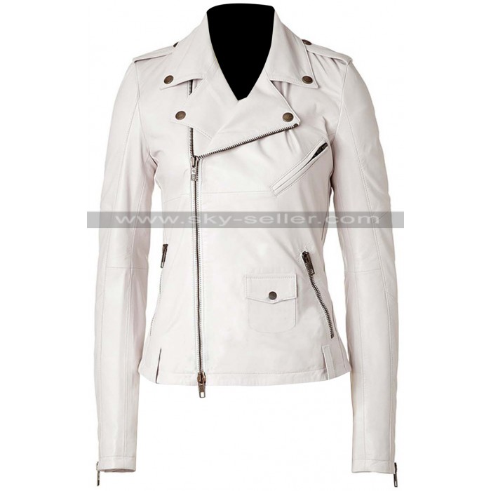 Keeley Hawes Ashes to Ashes Alex Drake White Leather Jacket