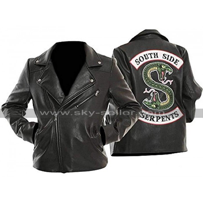 Mens Southside Serpents Riverdale Jughead Jones Motorcycle Black Leather Jacket