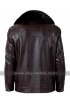 Real Fur Collar Brown Faux Leather Jacket
