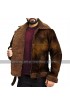 Men's Dover Shearling Distressed Brown Bomber Jacket