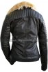 Womens Fur Collar Quilted Vintage Biker Brando Motorcycle Genuine Leather Jacket