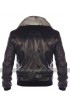 Black Nappa Leather Real Fur Collar Bomber Jacket