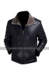 Men's Black Leather Winter Fur Collar Jacket