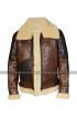 Mens B3 Aviator RAF Pilot Flight Bomber Fur Shearling Brown Leather Jacket