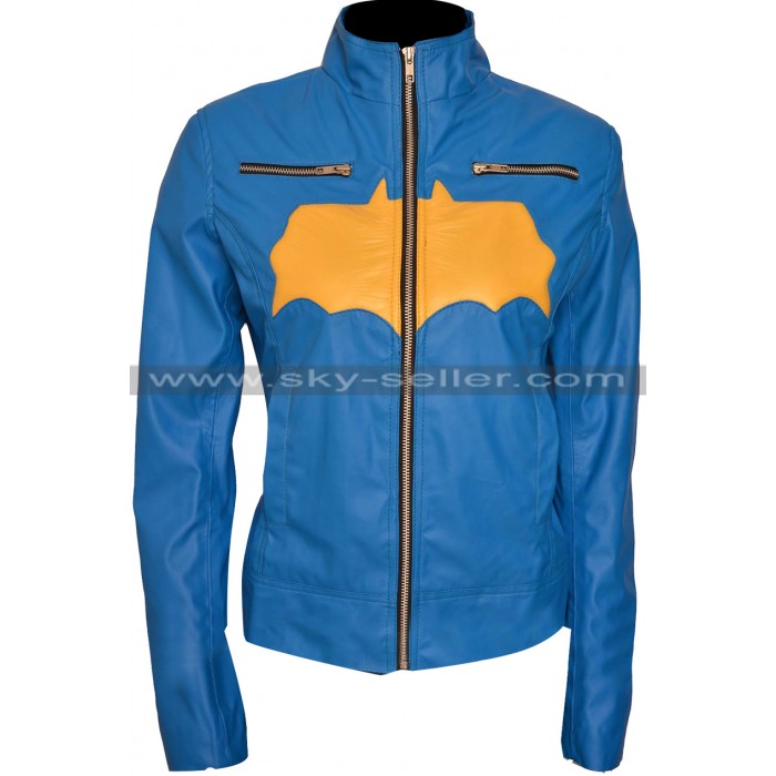 Batgirl Blue & Yellow Costume Leather Jacket