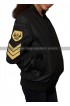 Women Military Patches Varsity Bomber Leather Jacket