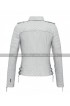 Women Slim Fit Iconic Quilted Brando Motorcycle White Leather Jacket