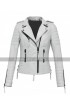Women Slim Fit Iconic Quilted Brando Motorcycle White Leather Jacket