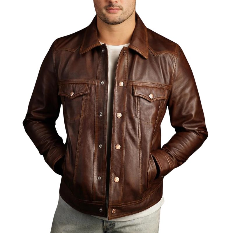 dark-brown-trucker-leather-jacket