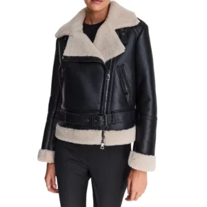 B3 Black Bomber Leather Jacket Women's