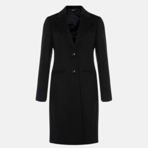Classic Black Wool Long Coat Womens