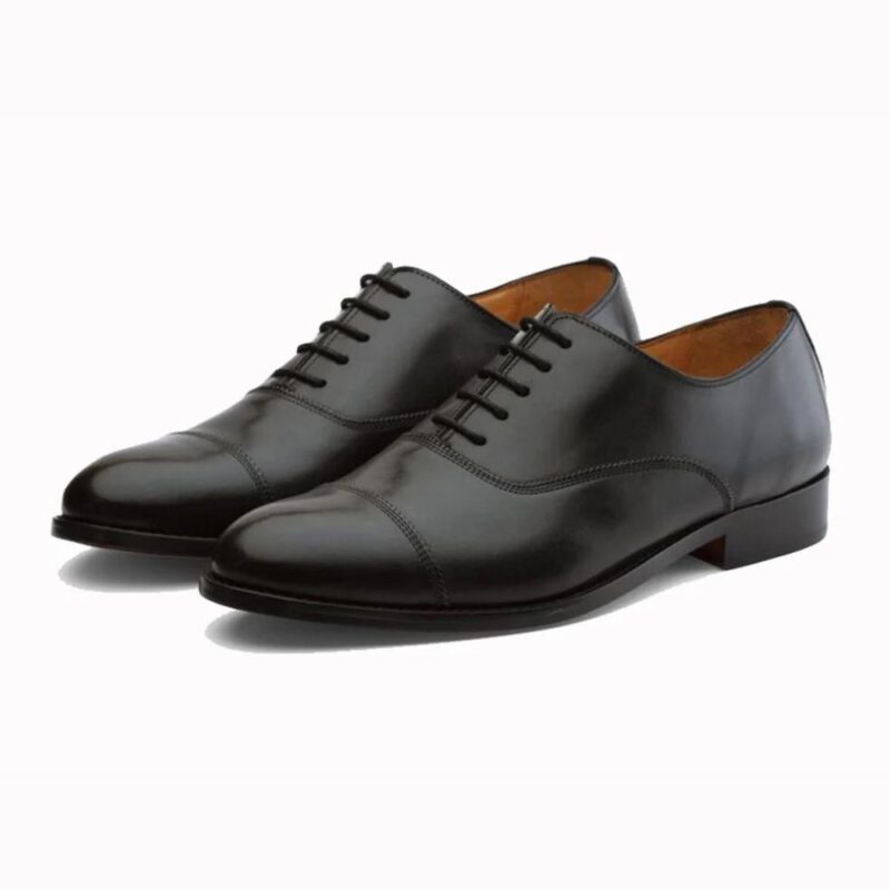 Toe-Cap-Oxford-Leather-Men-Black-Dress-Shoes