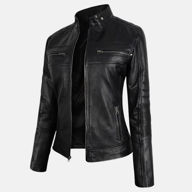 Classic Black Women Cafe Racer Jacket