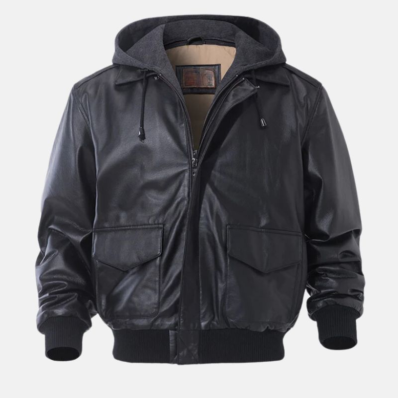 mens-black-leather-bomber-jacket-air-force-pilot-jacket-with-removable