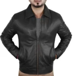 mens-black-shirt-collar-leather-jacket