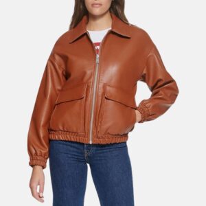 Womens A2 Brown Cockpit Leather Bomber Aviator Jacket