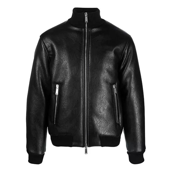 Mens High Neck black bomber jacket